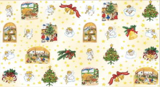 Housedecor Vánoční balící papír 0,7x2m žlutý České Vánoce