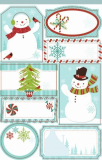 Housedecor Samolepicí jmenovky na dárky 3D s glitry 8 ks - Sněhuláci