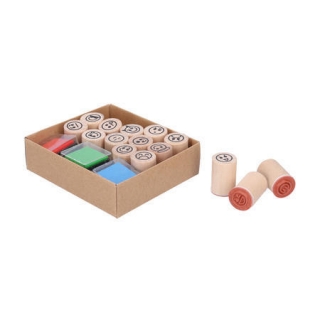 Dřevěná razítka pro děti Obličeje 15 ks (003097)