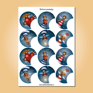 Duhová kočka Vánoční samolepky na dárky