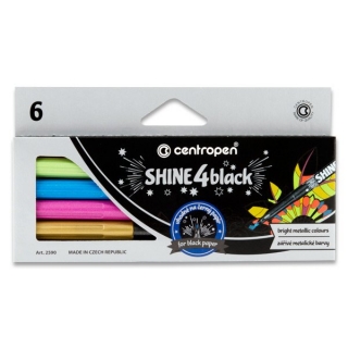 Centropen Shine 4 Black metalitické popisovače 2590/6 6 ks