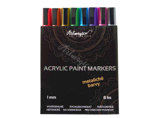 Artmagico akrylové popisovače s jemným hrotem - metalické - 8 ks