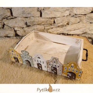 Dřevěný podnos kouzelné domečky bílá