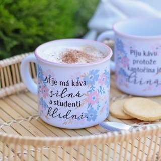 Housedecor Květinový hrnek pro paní učitelku - Silná káva 300ml