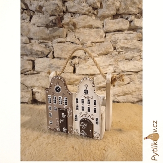 Malý dřevěný truhlík kouzelné domečky - bílá/hnědá