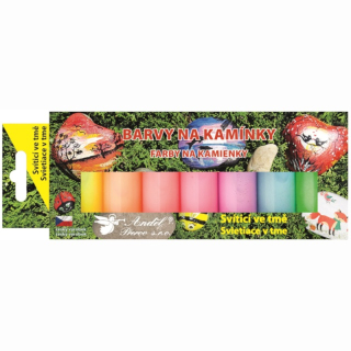 Barvy na kamínky akrylové SVÍTÍ VE TMĚ 7 x 15 g