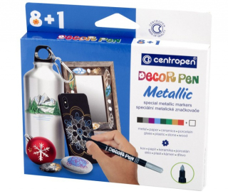 Centropen Deco Pen Metallic - speciální metalické značkovače 8+1 ks