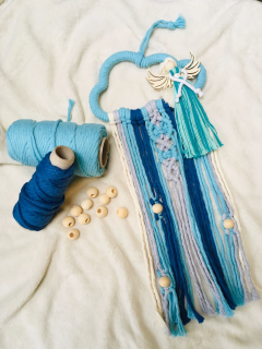 Macramé mráček s andělkou světlý 50 cm