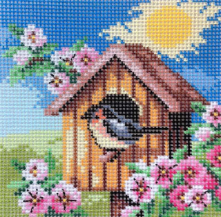 Předloha vyšívací Budka jaro 15x15cm