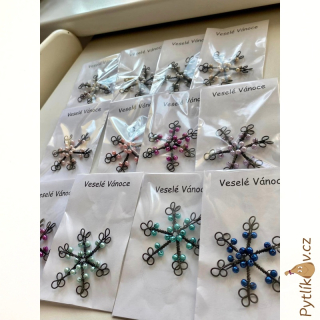 Vánoční hvězda Veselé Vánoce - drátovaná ozdoba výroba ČR