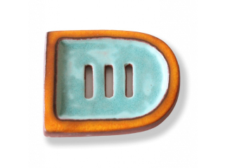 Keramická mydlenka tyrkysová s oranžovým okrajem