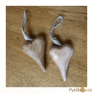 Dřevěn srdce mangové dřevo 7 x 10 cm