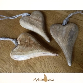 Dřevěn srdce mangové dřevo 10 x 16 cm