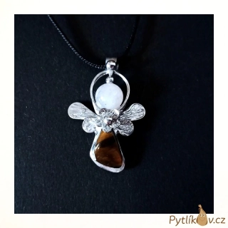 Náhrdelník ANDĚL MALÝ z cínu - tygří oko