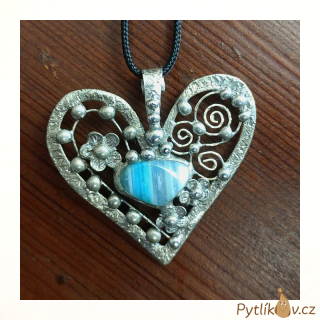 Náhrdelník z cínu - achát