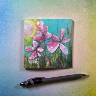 Duhová kočka Růžové květy