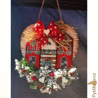 Vánoční srdce svítící 25 x 30 cm - baterie jsou součástí