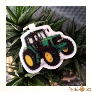 Přívěsek šitý z filcu - Traktor zelený