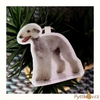 Přívěsek šitý z filcu - Bedlington teriér
