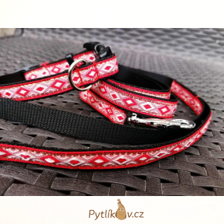 Obojek a vodítko pro psy Aristokrat S - 21cm-29cm/15mm/150cm nylon Smarti fashion