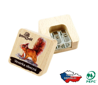 Lesní svět Dřevěné dvojité ořezávátko Veverka