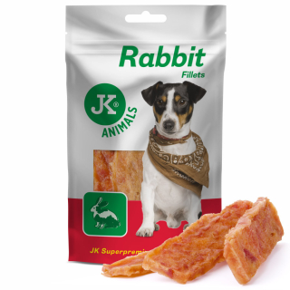 JK Animals Meat Snack Rabbit fillets, sušené králičí maso, masový pamlsek, 80 g