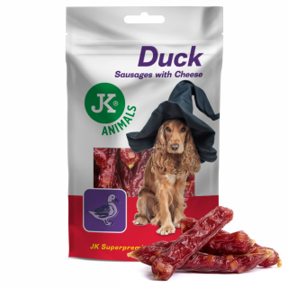 JK Animals Meat Snack Duck Meat Sausages With Cheese, kachní klobásky se sýrem, masový pamlsek 80 g