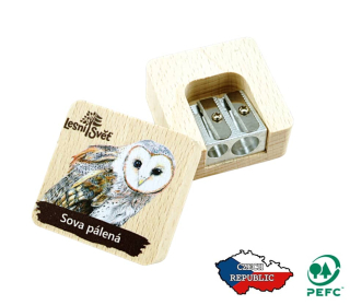 Lesní svět Dřevěné dvojité ořezávátko Sova
