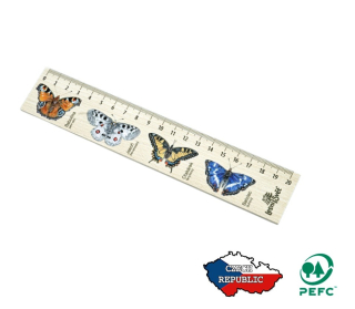 Lesní svět Dřevěné pravítko 20 cm Motýli