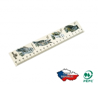 Lesní svět Dřevěné pravítko 20 cm Sovy