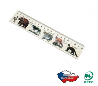 Lesní svět Dřevěné pravítko 20 cm Medvěd