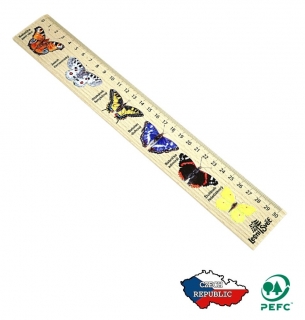 Lesní svět Dřevěné pravítko 30 cm Motýli