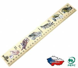 Lesní svět Dřevěné pravítko 30 cm Sovy