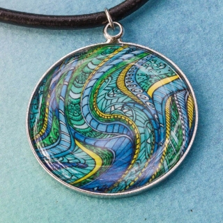 Duhová kočka Náhrdelník Modrá tráva