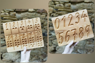 Dřevokaz Grafomotorická tabulka na obtahování čísel s impregnací