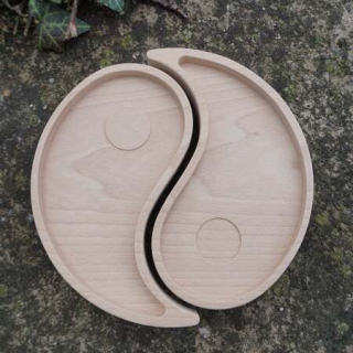 Dřevokaz Dřevěný tácek Jin a jang - buk impregnace Osmo