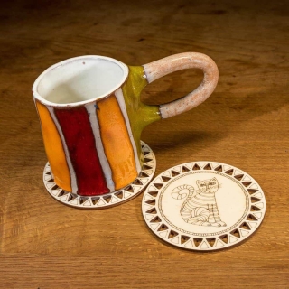 Duhová kočka Podložka pod hrnek 2ks