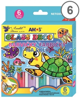 Barvy na sklo sada 6 barev 10,5 ml 1492 AMOS
